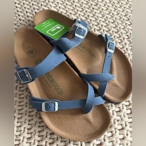 Blue vegan Birkenstock sandals